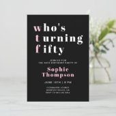 WTFピおもしろいックブラック50エレガントth誕生日パーティー 招待状 (スタンド正面)