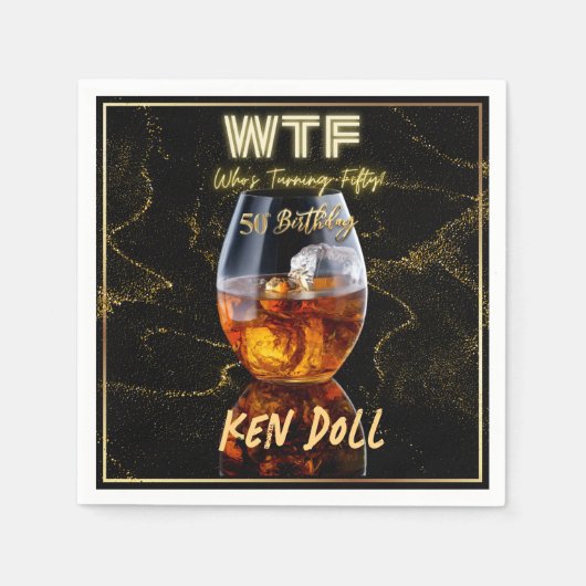WTFフィフティメンズバースデーパーティー50th スタンダードカクテルナプキン (正面)