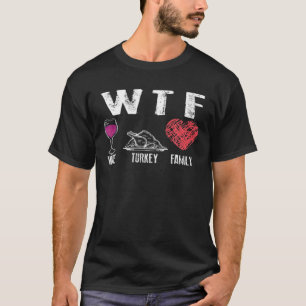 WTFワインターキーファミリー感謝祭 かわいい夕食 Tシャツ