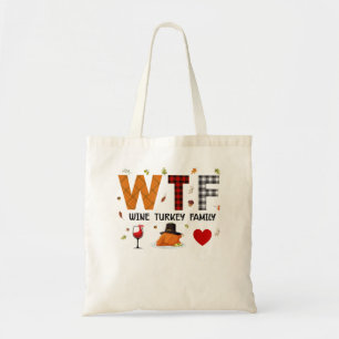 WTFワイントルコ家族の格子縞シャツ感謝祭おもしろいv トートバッグ