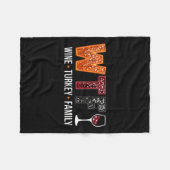 Wtfワイン七面鳥ファミリー感謝祭おもしろい フリースブランケット (正面(横))