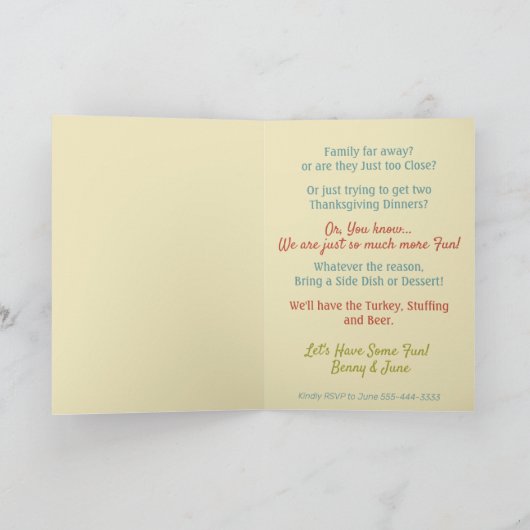 WTF感謝祭友おもしろい情提供招待状 カード (内部)