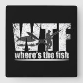 WTF魚の魚釣りおもしろいは スクエア壁時計 (正面)