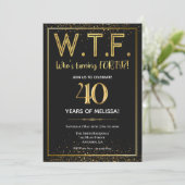 WTF 招待状、40歳の誕生日招待状、40代 招待状 (スタンド正面)