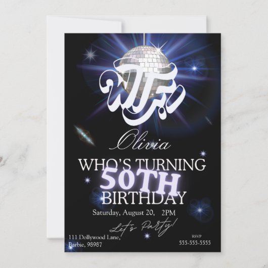 WTF 誕生日おめでとう 50歳 面白い 誕生日 ささやかな嫌味 招待状 (正面)