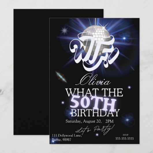 WTF 誕生日おめでとう 50歳 面白い 誕生日 ささやかな嫌味 招待状 (正面/裏面)