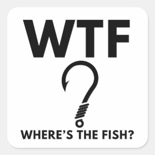 WTF 魚はどこ?面白い釣りデザイン スクエアシール
