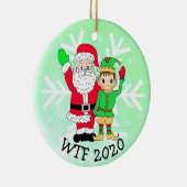 WTF 2020 SantaとFacemaskの小妖精や小人 セラミックオーナメント (右)
