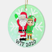 WTF 2020 SantaとFacemaskの小妖精や小人 セラミックオーナメント (左)