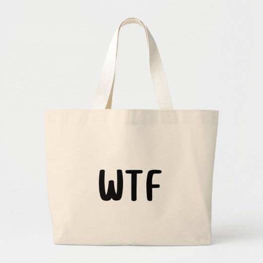 WTF Minimalist Funny Aesthetic Canvas ラージトートバッグ (正面)