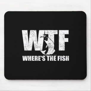 Wtf Where#39;s The Fish Men#39;s おもしろい魚釣りGif マウスパッド