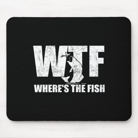 Wtf Where#39;s The Fish Men#39;s おもしろい魚釣りGif マウスパッド (正面)