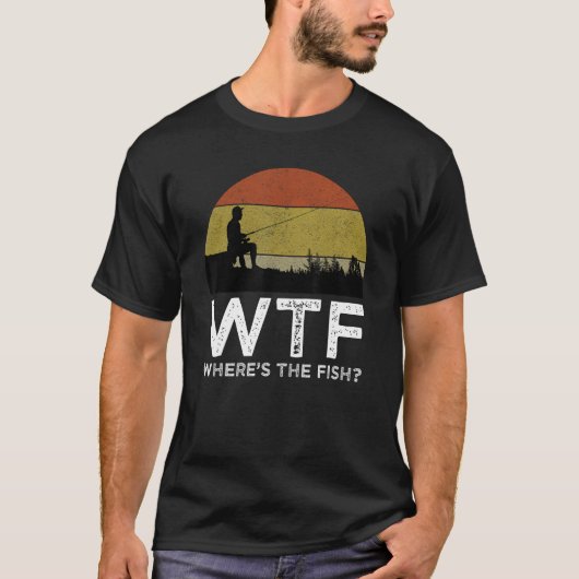 WTF Where is The Fish おもしろい魚釣り1 Tシャツ (正面)