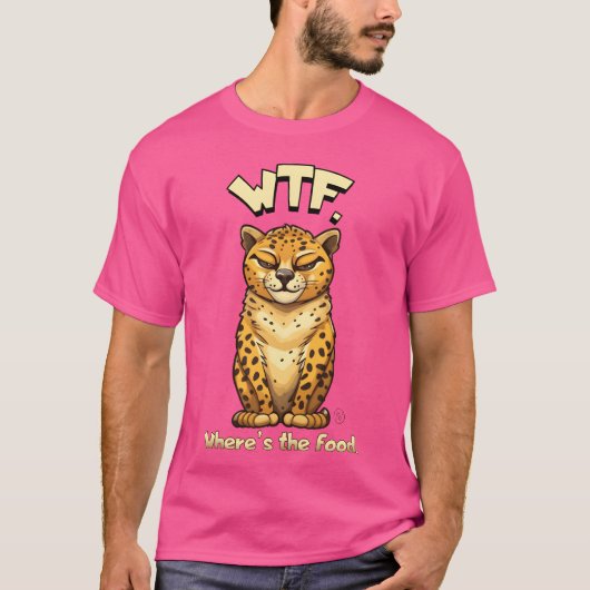 WTF Wheres the food Funny CHEETAH by CallisC retro Tシャツ (正面)