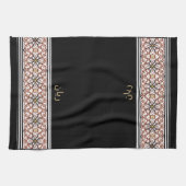 Wudu Black Arab Pattern Your Own Text Wudhu Towel キッチンタオル (横)
