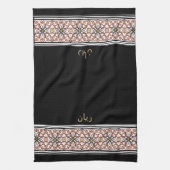 Wudu Black Arab Pattern Your Own Text Wudhu Towel キッチンタオル (縦)