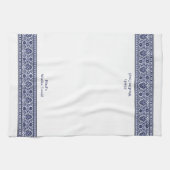 Wudu Blue & White Floral Border Personalised Wudhu キッチンタオル (横)