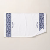 Wudu Blue & White Floral Border Personalised Wudhu ハンドタオル (ハンドタオル)