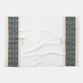 Wudu White Perian Flowers Custom Name Wudhu Towel キッチンタオル (横)