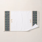 Wudu White Perian Flowers Custom Name Wudhu Towel ハンドタオル (ハンドタオル)