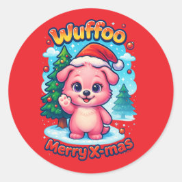 Wuffooのシェリー メリークリスマス かわいい3D ホリデー ラウンドシール