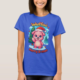 Wuffooのシェリー メリークリスマス かわいい3D ホリデー Tシャツ