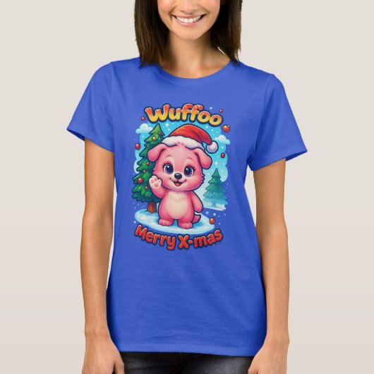 Wuffooのシェリー メリークリスマス かわいい3D ホリデー Tシャツ (正面)