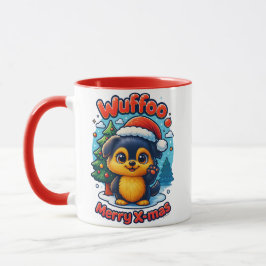 Wuffooのモリーのメリークリスマス かわいい3Dホリデー マグカップ