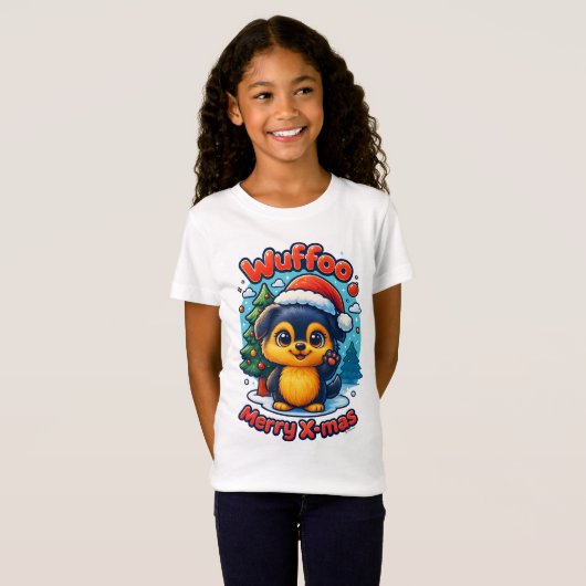 Wuffooのモリー メリークリスマス かわいい3D ホリデー Tシャツ (正面フル)