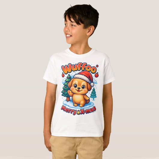 Wuffooのルーニー メリークリスマス かわいい3D ホリデー Tシャツ (正面フル)