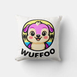 Wuffooアドベンチャーズ かわいいキャラクターの子犬 アニメロゴ クッション