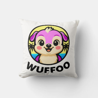 Wuffooアドベンチャーズ かわいいキャラクターの子犬 アニメロゴ クッション