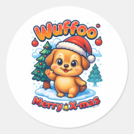 Wuffooルーニー メリークリスマス かわいい3D ホリデー ラウンドシール