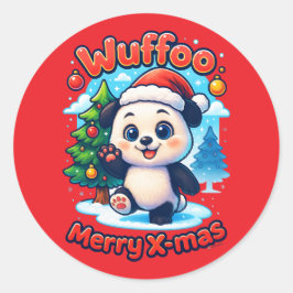 Wuffoo ポッピー メリークリスマス かわいい 3D ホリデー ラウンドシール