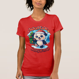 Wuffoo ポッピー メリークリスマス かわいい 3D ホリデー Tシャツ
