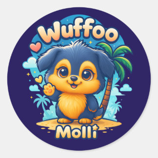 Wuffoo モリー かわいい 子犬 トロピカル アイランド ラウンドシール