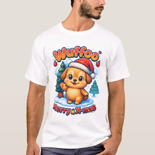 Wuffoo ルーニー メリークリスマス かわいい 3D ホリデー Tシャツ (正面)