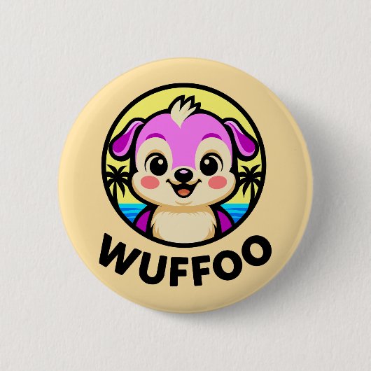 Wuffoo Adventures Cute Kawaii Puppy animation 缶バッジ (正面)