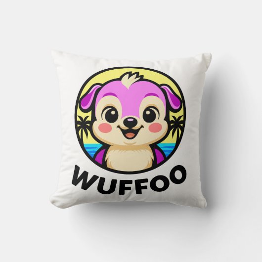 Wuffoo Adventures Cute Kawaii Puppy animation logo クッション (正面)