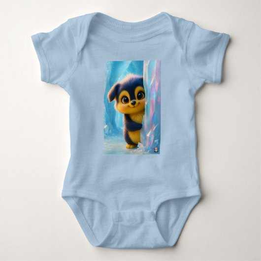 Wuffoo Molli Cute Kawaii Puppy Ice cave ベビーボディスーツ (正面)