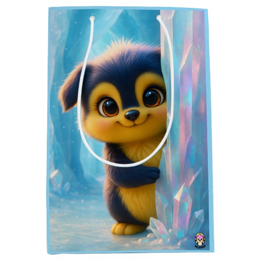 Wuffoo Molli Cute Kawaii Puppy Ice cave ミディアムペーパーバッグ (正面)