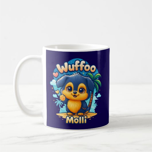Wuffoo Molli Cute Kawaii Puppy Tropical Island コーヒーマグカップ (左)