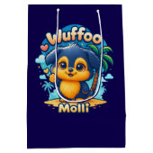 Wuffoo Molli Cute Kawaii Puppy Tropical Island ミディアムペーパーバッグ (裏面)