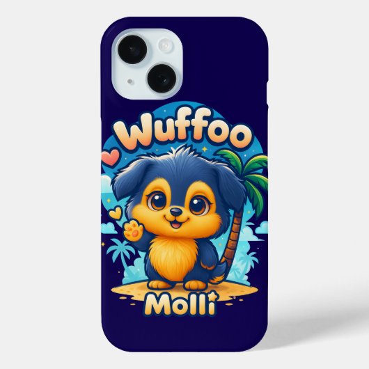 Wuffoo Molli Cute Kawaii Puppy Tropical Island Case-Mate iPhoneケース (裏面)