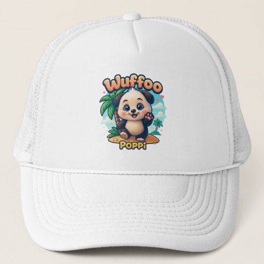 Wuffoo Poppi Cute Kawaii Puppy Tropical Island  キャップ (正面)