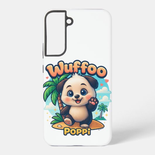 Wuffoo Poppi Cute Kawaii Puppy Tropical Island Samsung Galaxyケース (裏面)