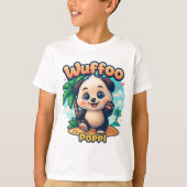 Wuffoo Poppi Cute Kawaii Puppy Tropical Island Tシャツ (正面)