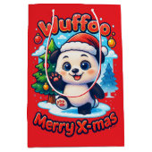 Wuffoo Poppi Merry X-mas Kawaii 3D Holiday ミディアムペーパーバッグ (正面)