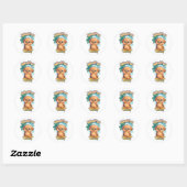 Wuffoo Roony Cute Kawaii Puppy Tropical stickers ラウンドシール (シート)