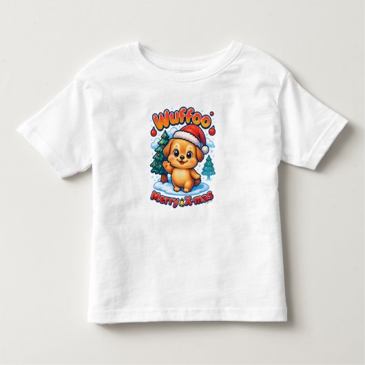 Wuffoo Roony Merry X-mas Kawaii 3D Holiday トドラーTシャツ (正面)